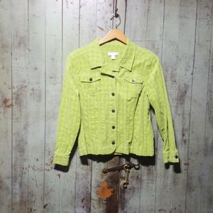 Christopher & Banks lime green corduroy jacket